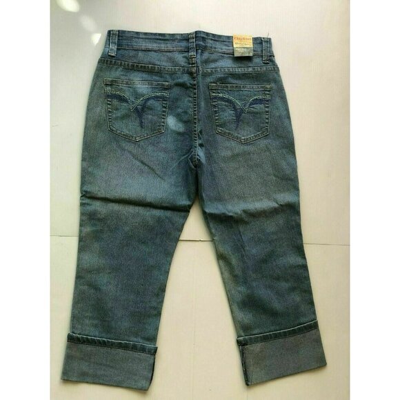 City Girl Juniors Light Blue Cotton Denim  Cuffed Denim Crop Jeans - Picture 5 of 6